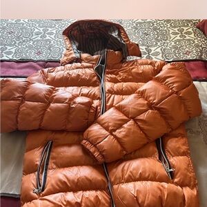 Orange Puffer Jacket with Hood